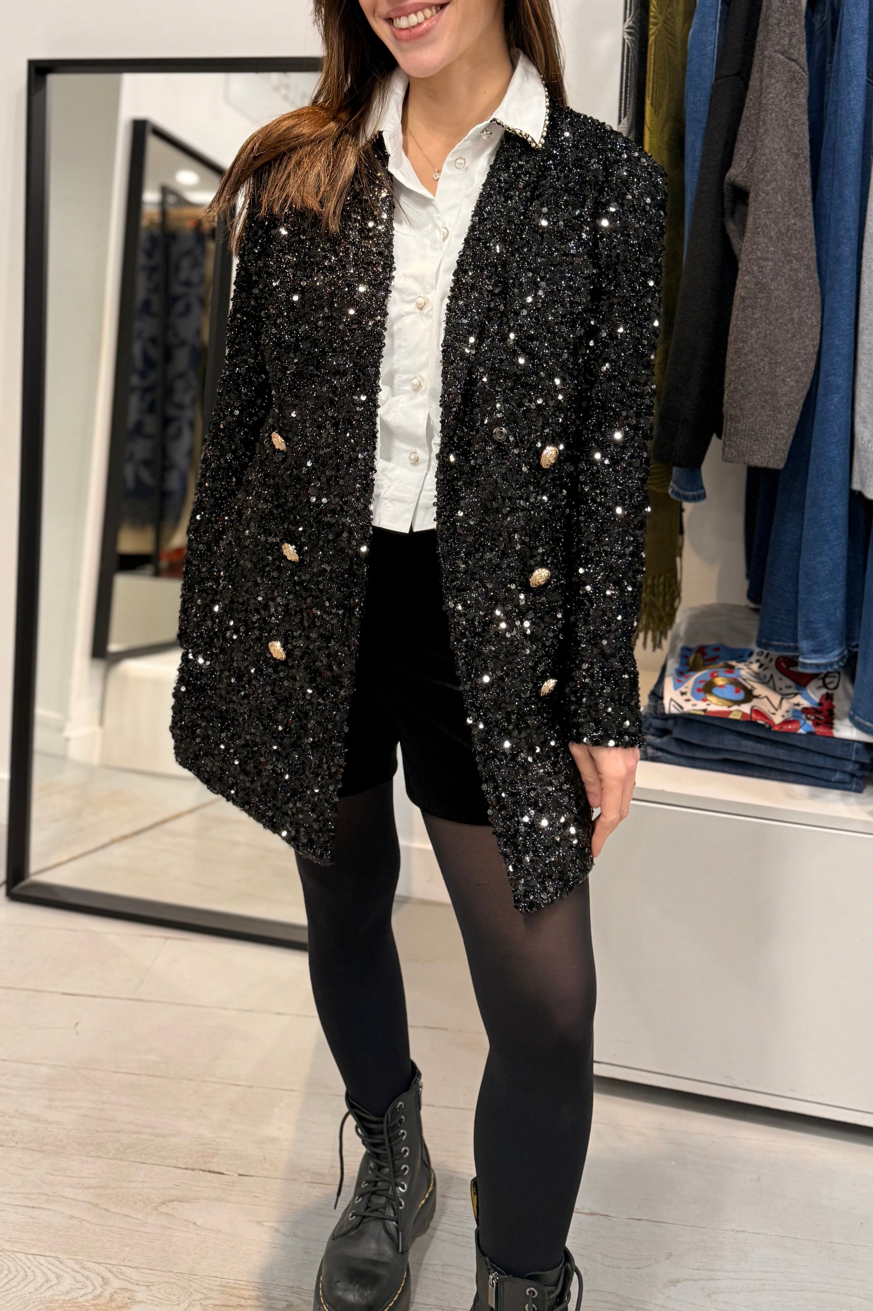 Veste manteau à strass
