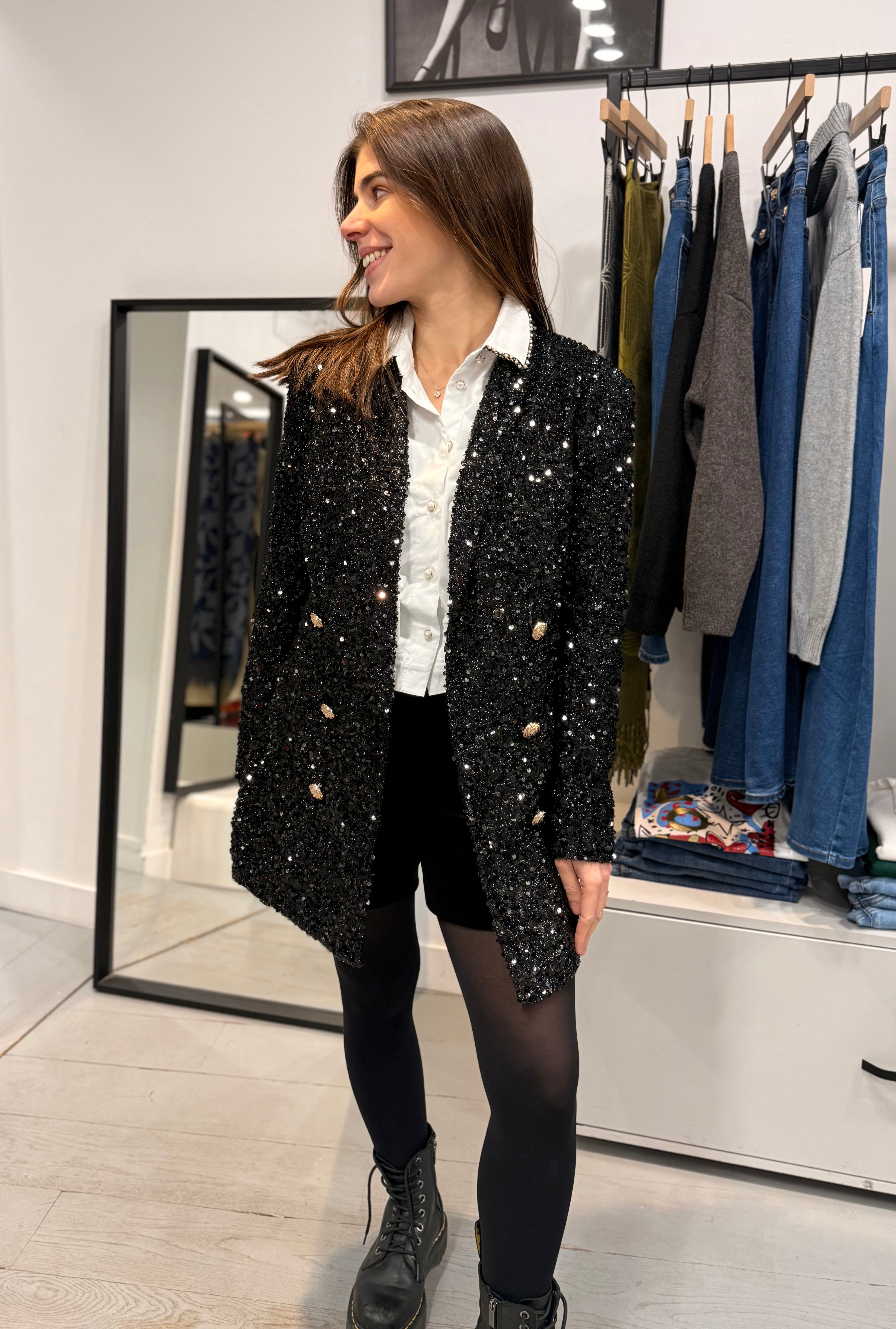 Veste manteau à strass